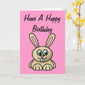 かわいい漫画のウサギ – ホッピーの誕生日 カード (黄色い花)