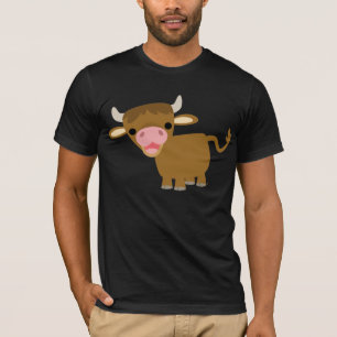 かわいい漫画のウシのTシャツ Tシャツ