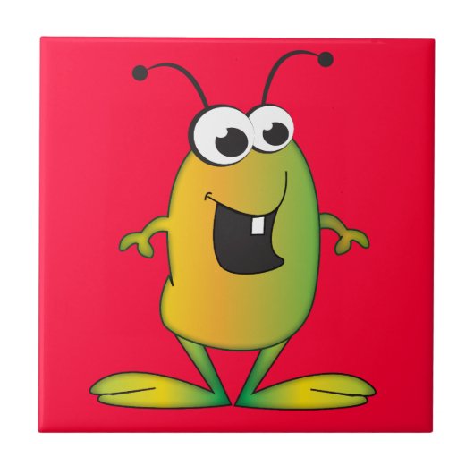 かわいい漫画のエイリアンの侵入 タイル (正面)