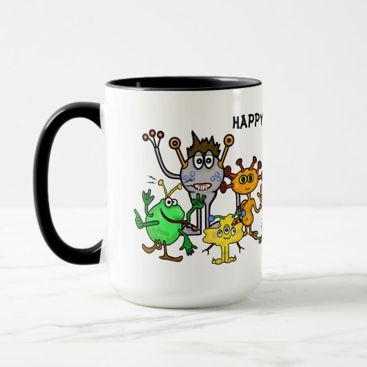 かわいい漫画のエイリアンマグ マグカップ (左)