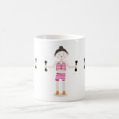 かわいい漫画のエクササイズガールマグ コーヒーマグカップ (中央)