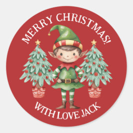 かわいい漫画のエルフの少年からのクリスマスレター ラウンドシール