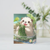 かわいい漫画のオッターサ食べラダ ポストカード (スタンド正面)