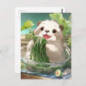 かわいい漫画のオッターサ食べラダ ポストカード (正面/裏面)