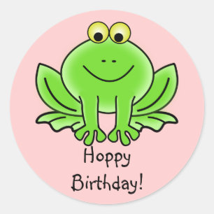 かわいい漫画のカエルのホップの豊富な誕生日のおもしろいな挨拶 ラウンドシール