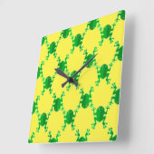かわいい漫画のカエル スクエア壁時計 (傾斜)