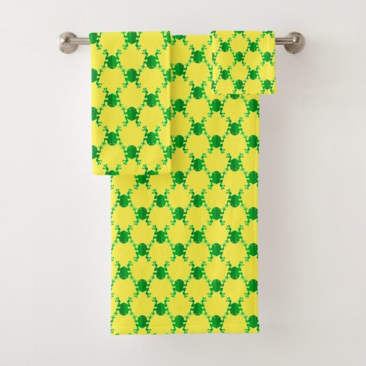 かわいい漫画のカエル バスタオルセット (インサイチュ)