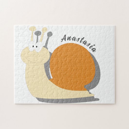 かわいい漫画のカタツムリパーソナライズされた ジグソーパズル (横)