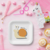 かわいい漫画のカタツムリパーソナライズされた ペーパープレート (パーティー)