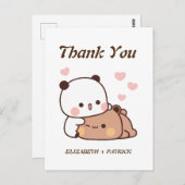 かわいい漫画のカップル、Kawaii クマ & パンダ 感謝 ポストカード (正面/裏面)