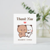 かわいい漫画のカップル、Kawaii クマ & パンダ 感謝 ポストカード (スタンド正面)