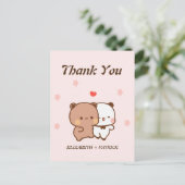 かわいい漫画のカップル、Kawaii クマ & パンダ 感謝 ポストカード (スタンド正面)