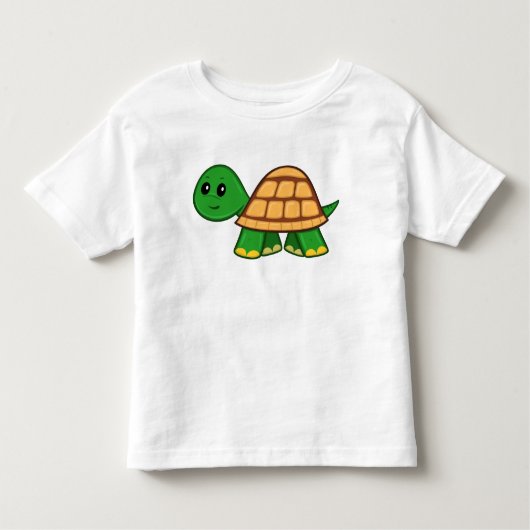 かわいい漫画のカメの幼児のTシャツ トドラーTシャツ (正面)