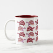 かわいい漫画のカメパターン ツートーンマグカップ (左)