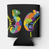 かわいい漫画のカメレオンの明るい色パーソナライズされた合い 缶クーラー (裏面)