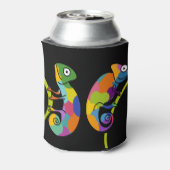 かわいい漫画のカメレオンの明るい色パーソナライズされた合い 缶クーラー (缶裏面)