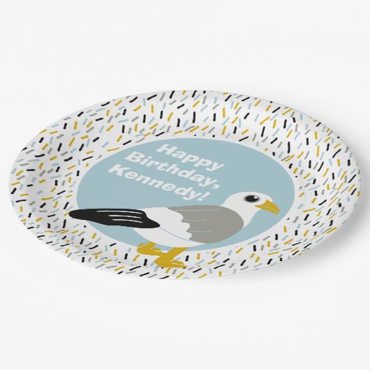 かわいい漫画のカモメパーソナライズされた ペーパープレート (アングル)