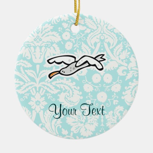 かわいい漫画のカモメ セラミックオーナメント (正面)