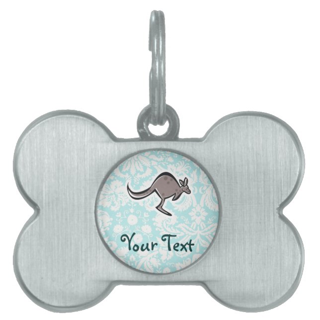 かわいい漫画のカンガルー ペットネームタグ (正面)