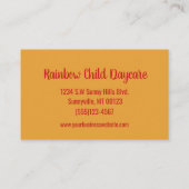かわいい漫画のキッズレインボーデイケア 名刺 (裏面)