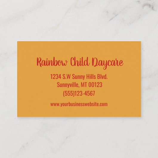 かわいい漫画のキッズレインボーデイケア 名刺 (裏面)