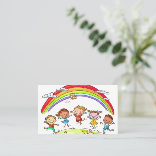 かわいい漫画のキッズレインボーデイケア 名刺 (スタンド正面)
