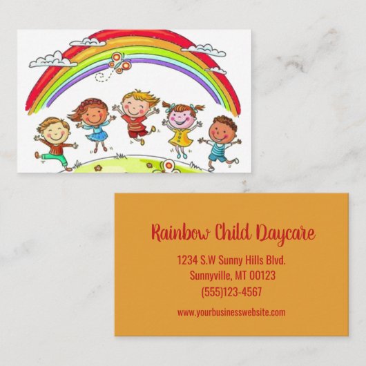 かわいい漫画のキッズレインボーデイケア 名刺 (正面/裏面)