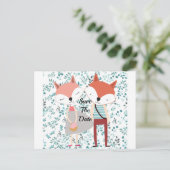 かわいい漫画のキツネのカップル 案内ポストカード (スタンド正面)