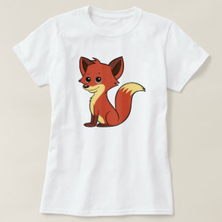 かわいい漫画のキツネの女性のTシャツ Tシャツ