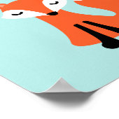 かわいい漫画のキツネの幼児用壁アートが好き ポスター (角)