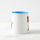 かわいい漫画のキツネの青および白いマグ マグカップ (中央)