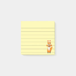 かわいい漫画のキツネ動物ライン入り 3x3 ポストイット