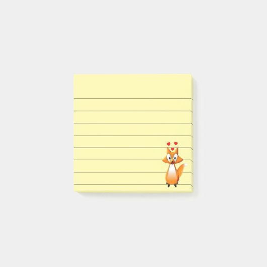 かわいい漫画のキツネ動物ライン入り 3x3 ポストイット (正面)