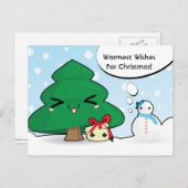 かわいい漫画のキャラクターのクリスマスカード シーズンポストカード (正面/裏面)