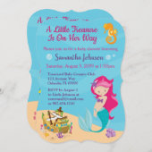 かわいい漫画のキャラクターマーメイドベビーシャワーデザイン 招待状 (正面/裏面)