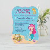 かわいい漫画のキャラクターマーメイドベビーシャワーデザイン 招待状 (スタンド正面)