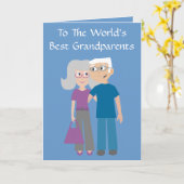 かわいい漫画のキャラクター祖父母のデイカード カード (黄色い花)