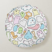 かわいい漫画のキャラクター ラウンドクッション (裏面)