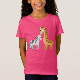 かわいい漫画のキリンおよびシマウマのアフリカ人のサファリ Tシャツ