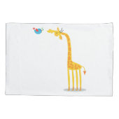 かわいい漫画のキリンおよび鳥 枕カバー (裏面)