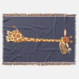 かわいい漫画のキリンと友人 スローブランケット