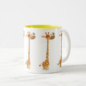 かわいい漫画のキリンと友人 ツートーンマグカップ (正面右)