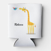 かわいい漫画のキリンと鳥 缶クーラー (正面)