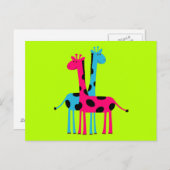 かわいい漫画のキリン ポストカード (正面/裏面)