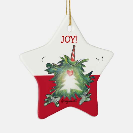 かわいい漫画のキーウィのクリスマスの星のオーナメント セラミックオーナメント (右)