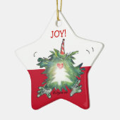 かわいい漫画のキーウィのクリスマスの星のオーナメント セラミックオーナメント (左)