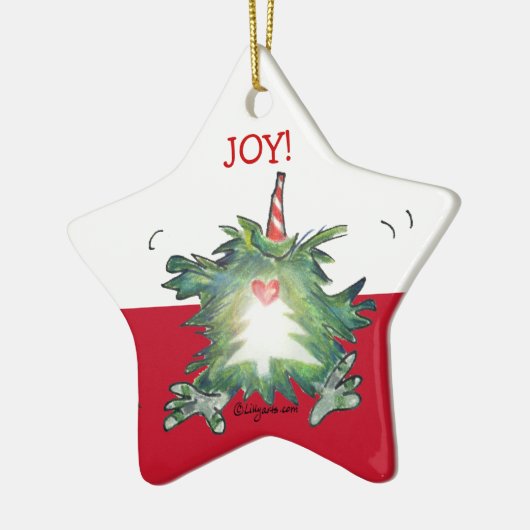 かわいい漫画のキーウィのクリスマスの星のオーナメント セラミックオーナメント (左)