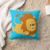 かわいい漫画のギャンボリングライオンの枕 クッション (ブランケット)