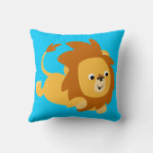 かわいい漫画のギャンボリングライオンの枕 クッション (裏面)