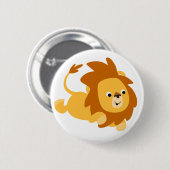 かわいい漫画のギャンボリングライオンボタンバッジ 缶バッジ (正面&裏面)